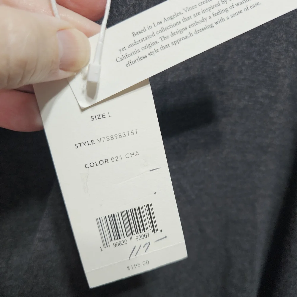 NWT Vince Women's Gray Double V-Neck Popover Midi Rayon Stretch Dress Size Large - Picture 8 of 10
